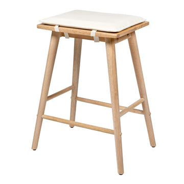 Peroni MidCentury Classic Saddle-Seat Solid Wood/Vegan Leather Backless Bar Stool with Removeable Cushion